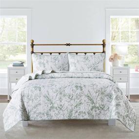 img 4 attached to SLPR Morning Meadow Bedding Quilt Set - Queen with 2 🌿 Shams: Refreshing Green and White Botanical Quilted Bedspread for a Serene Ambiance