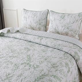 img 2 attached to SLPR Morning Meadow Bedding Quilt Set - Queen with 2 🌿 Shams: Refreshing Green and White Botanical Quilted Bedspread for a Serene Ambiance