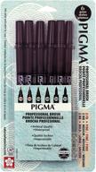 🖊️ sakura pigma professional archival ink brush pens, set of 6, black, pack of 6 logo