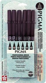 img 3 attached to 🖊️ Sakura Pigma Professional Archival Ink Brush Pens, Set of 6, Black, Pack of 6