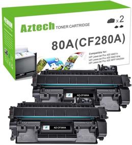 img 4 attached to Заменяемый тонерный картридж Aztech для HP 80A CF280A 80X CF280X (2 шт.) - чернильная краска, идеально подходит для принтера HP Pro 400 M401A M401D M401N M401DNE MFP M425DN.
