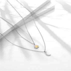 img 2 attached to Double Chain Sun Moon Necklace – Vertical Bar Looped Adjustable Pendant Set for Women, Men, Boys, Girls – Sun and Moon Y Necklace – 2-in-1 Gift Necklace