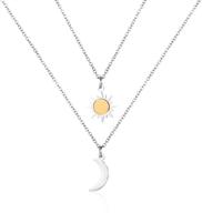 double chain sun moon necklace – vertical bar looped adjustable pendant set for women, men, boys, girls – sun and moon y necklace – 2-in-1 gift necklace logo