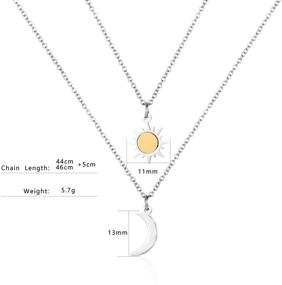 img 3 attached to Double Chain Sun Moon Necklace – Vertical Bar Looped Adjustable Pendant Set for Women, Men, Boys, Girls – Sun and Moon Y Necklace – 2-in-1 Gift Necklace