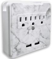 ⚡️ glamsockets carrara marble decorative wall mount surge protector with 3 outlets, dual usb charging ports and phone holder - multi-function wall tap usb charging center logo