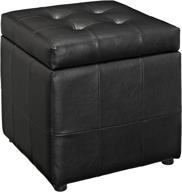 🔲 stylish and functional: modway volt tufted faux leather square storage ottoman cube in black logo