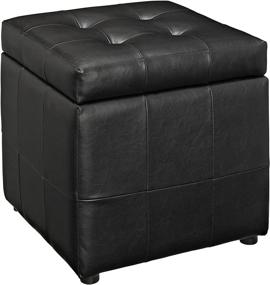 img 4 attached to 🔲 Stylish and Functional: Modway Volt Tufted Faux Leather Square Storage Ottoman Cube In Black