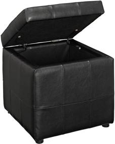 img 1 attached to 🔲 Stylish and Functional: Modway Volt Tufted Faux Leather Square Storage Ottoman Cube In Black