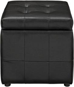 img 2 attached to 🔲 Stylish and Functional: Modway Volt Tufted Faux Leather Square Storage Ottoman Cube In Black