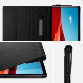 img 3 attached to Charcoal Gray Spigen Stand Folio for Surface Pro X (2021/2020/2019) - Case with Pen Holder