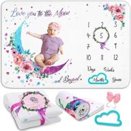 🎉 простыня для младенца «baby girl milestone blanket» - декор для детской комнаты, простыня для ежемесячных достижений девочек - простыня для младенца из фланели и мягкого флиса для вечеринки по случаю рождения ребенка - 60"x40" - growy. логотип