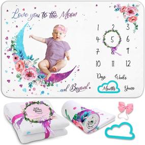 img 4 attached to 🎉 Простыня для младенца «Baby Girl Milestone Blanket» - декор для детской комнаты, простыня для ежемесячных достижений девочек - простыня для младенца из фланели и мягкого флиса для вечеринки по случаю рождения ребенка - 60"x40" - Growy.