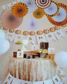 img 2 attached to 🎉 Gold Glitter Party Paper Fans Hanging Garland for Birthday, Wedding, Baby Shower, Bridal, Valentine's Day, Girl's Decoration - Pack of 8