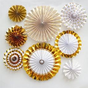 img 1 attached to 🎉 Gold Glitter Party Paper Fans Hanging Garland for Birthday, Wedding, Baby Shower, Bridal, Valentine's Day, Girl's Decoration - Pack of 8