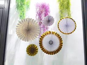 img 3 attached to 🎉 Gold Glitter Party Paper Fans Hanging Garland for Birthday, Wedding, Baby Shower, Bridal, Valentine's Day, Girl's Decoration - Pack of 8