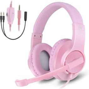 img 4 attached to 🎧 Pink DIWUER Gaming Headset - Xbox One, PS4, Nintendo Switch Compatible | Bass Surround, Noise Cancelling, Over Ear Headphones with Mic for Laptop PC & Smartphones - 3.5mm