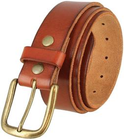 img 4 attached to 👔 Refined Grain Leather Accessories for Men: Classy Brass Buckle Casuals