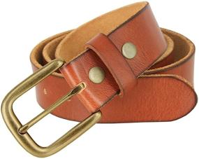 img 2 attached to 👔 Refined Grain Leather Accessories for Men: Classy Brass Buckle Casuals