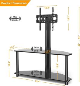 img 1 attached to 📺 5Rcom Swivel Corner Floor TV Stand with Mount Bracket for 27-55 inch Flat or Curved Screens, 2 Tier Tempered Glass Shelves, 110lbs Weight Capacity - Ideal for Plasma, LCD, LED TVs and Media Storage