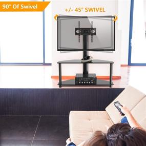 img 2 attached to 📺 5Rcom Swivel Corner Floor TV Stand with Mount Bracket for 27-55 inch Flat or Curved Screens, 2 Tier Tempered Glass Shelves, 110lbs Weight Capacity - Ideal for Plasma, LCD, LED TVs and Media Storage