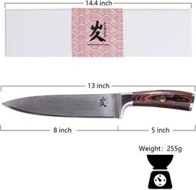 img 3 attached to 🔪 8 Inch Damascus Chef Knife - Ultra Sharp Japanese VG-10 High Carbon Stainless Steel Kitchen Gyuto Cooking Knives, Ergonomic PakkaWood Handle, Gift Box Included