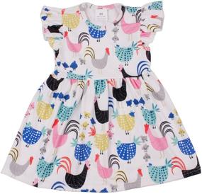 img 2 attached to 🐔 QLIyang Flutter-Sleeve Girls Chicken Dress: Perfect for Birthday Parties, Floral Baby Girl Dress