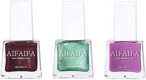 img 4 attached to AIFAIFA Fall Winter Nail Polish: Metallic Green & Berry 💅 Maroon Shades infused with Rose Red for Long-lasting, Quick-drying Nails - 0.35FL/oz