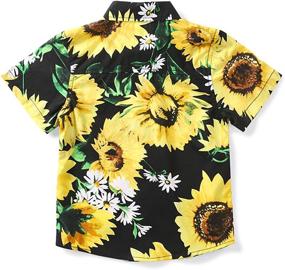 img 3 attached to 🌺 OCHENTA Little & Big Boy's Lightweight Button Down Hawaiian Shirt: Trendy Floral Short Sleeve Aloha Tropical Dress Tops