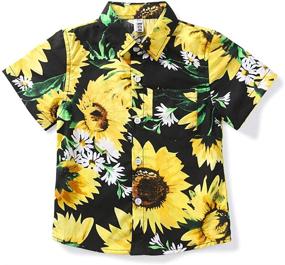 img 4 attached to 🌺 OCHENTA Little & Big Boy's Lightweight Button Down Hawaiian Shirt: Trendy Floral Short Sleeve Aloha Tropical Dress Tops