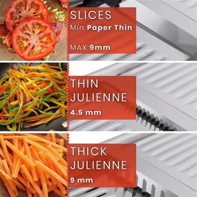 img 3 attached to 🔪 Premium Mandoline Slicer Set with Cut-Resistant Gloves and Blade Guard – Adjustable Vegetable Slicer, French Fry Cutter, and Food Julienne – Heavy-Duty Stainless Steel Blades