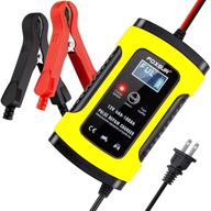 🔋 foxsur 12v 5a car battery charger & maintainer - fully automatic intelligent charger with lcd screen, ideal for charging, maintaining, and repairing batteries in various vehicles (yellow) logo