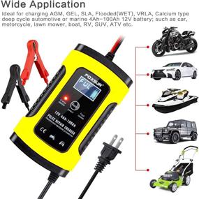 img 2 attached to 🔋 FOXSUR 12V 5A Car Battery Charger & Maintainer - Fully Automatic Intelligent Charger with LCD Screen, Ideal for Charging, Maintaining, and Repairing Batteries in Various Vehicles (Yellow)