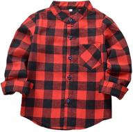 girls button plaid flannel sleeve boys' clothing: trendy tops, tees & shirts logo