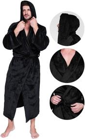 img 1 attached to 👘 Men's Lightweight Flannel Hooded Bathrobe by Whoyun