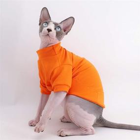 img 3 attached to 🐱 Sphynx Hairless Cat Cotton T-Shirts: Pet Clothes for Cats & Small Dogs - Pullover Kitten T-Shirts with Sleeves in Solid Colors