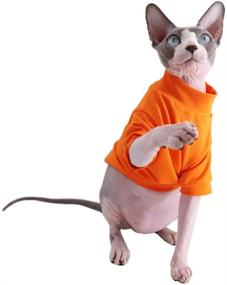 img 4 attached to 🐱 Sphynx Hairless Cat Cotton T-Shirts: Pet Clothes for Cats & Small Dogs - Pullover Kitten T-Shirts with Sleeves in Solid Colors