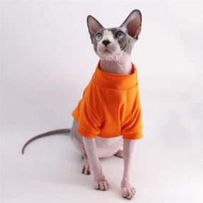 img 2 attached to 🐱 Sphynx Hairless Cat Cotton T-Shirts: Pet Clothes for Cats & Small Dogs - Pullover Kitten T-Shirts with Sleeves in Solid Colors