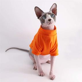 img 1 attached to 🐱 Sphynx Hairless Cat Cotton T-Shirts: Pet Clothes for Cats & Small Dogs - Pullover Kitten T-Shirts with Sleeves in Solid Colors