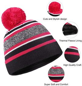 img 3 attached to Cute Windproof Winter Beanie Hat with Faux Fur Pompom for Kids, Babies, and Toddlers – Warm and Stylish Protection