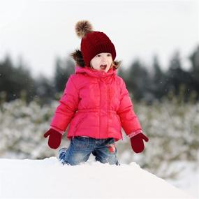 img 1 attached to Hicdaw Детские трикотажные варежки для маленькой девочки для холодной погоды
