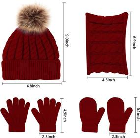 img 3 attached to Hicdaw Toddler Knitted Beanie Gloves Girls' Accessories for Cold Weather