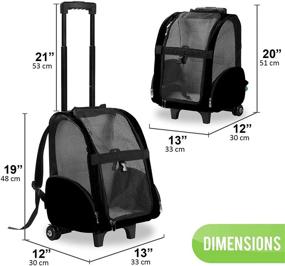 img 3 attached to 🎒 Kundu KDU-013 Deluxe Backpack Pet Travel Carrier with Double Wheels - Black - Approved by Most Airlines: Convenient and Reliable Option for Traveling with Pets