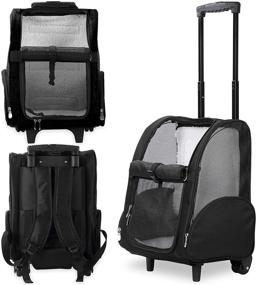 img 4 attached to 🎒 Kundu KDU-013 Deluxe Backpack Pet Travel Carrier with Double Wheels - Black - Approved by Most Airlines: Convenient and Reliable Option for Traveling with Pets