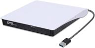 📀 внешний привод cd/dvd с интерфейсом usb 3.0 rom +/-rw оптический считыватель и записыватель для windows 10/8/7, linux, mac - ноутбук, стационарный компьютер, macbook, imac, surface pro (белый) логотип