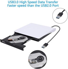 img 1 attached to 📀 USB 3.0 External CD/DVD Drive ROM +/-RW Optical Reader Writer Burner for Windows 10/8/7, Linux, Mac - Laptop, Desktop, MacBook, iMac, Surface Pro (White)