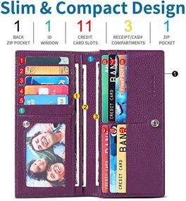 img 3 attached to RFID Blocking Ultra Slim Real Leather Credit Card Holder Clutch Wallet for Women