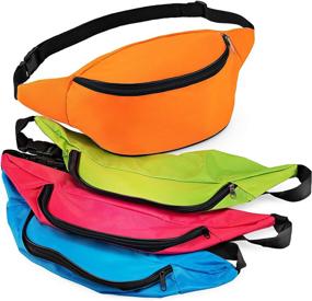 img 4 attached to Pack of 12 Bedwina Neon Fanny Packs - Adjustable Waist Bags for Kids, Women, and Men | 13 Inch Cute & Fashionable Fanny Packs