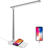 🔌 enhance your workspace with the led desk lamp: wireless charger, usb port, 5 lighting modes & 10 brightness levels, touch control, auto timer, dimmable desk light for home office (white) логотип