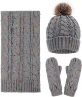 🧣 warm and stylish women's winter 3 piece cable knit beanie hat gloves & scarf set logo