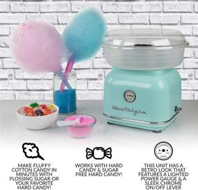 img 3 attached to 🍭 Nostalgia Classic Retro Countertop Cotton Candy Maker - Hard and Sugar Free, Aqua - Includes 2 Reusable Cones and Scoop